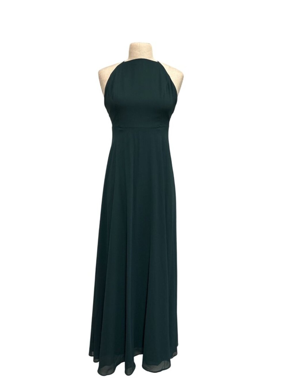 Lulus Dark Green Halter Maxi Dress With Crisscross Back Size Small Polyester Ele